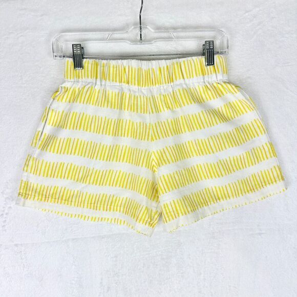 Brooke Wright Designs Cotton Shorts Size XS/Small Yellow White Stripe - Picture 1 of 6